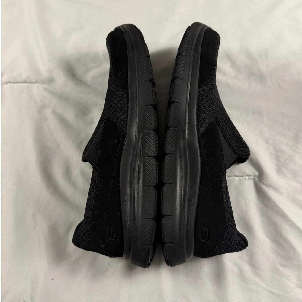 Skechers Work Relaxed Fit Mens Black Slip On Slip Resistant‎ Memory Foam Shoes